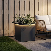 vidaXL Odlingslåda med LED Antracit 50 x 50 x 48 cm Stål
