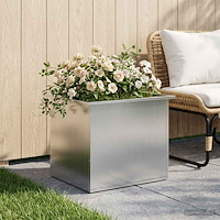 vidaXL Odlingslåda med LED Silver 50 x 60 x 48 cm Galvaniserat stål