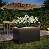 vidaXL Odlingslåda med LED Svart 50 x 80 x 48 cm Stål