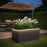 vidaXL Odlingslåda med LED Antracit 50 x 80 x 48 cm Stål
