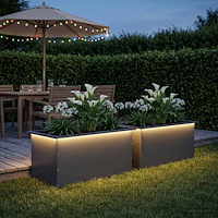 vidaXL Odlingslåda med LED 2 st Antracit 50 x 80 x 48 cm Stål