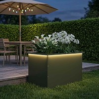 vidaXL Odlingslåda med LED Olivgrön 50 x 80 x 48 cm Stål