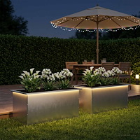 vidaXL Odlingslåda med LED 2 st Silver 50 x 80 x 48 cm Rostfritt stål