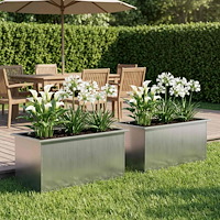 vidaXL Odlingslåda med LED 2 st Silver 50 x 80 x 48 cm