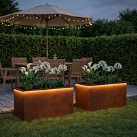 vidaXL Odlingslåda med LED 2 st Rostig 50 x 80 x 48 cm