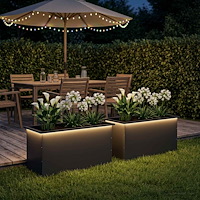 vidaXL Odlingslåda med LED 2 st Svart 50 x 100 x 48 cm Stål