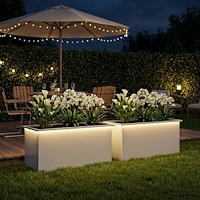 vidaXL Odlingslåda med LED 2 st Vit 50 x 100 x 48 cm Stål