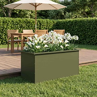 vidaXL Odlingslåda med LED Olivgrön 50 x 100 x 48 cm Stål