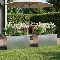 vidaXL Odlingslåda med LED 2 st Silver 50 x 100 x 48 cm
