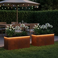 vidaXL Odlingslåda med LED 2 st Rostig 50 x 100 x 48 cm