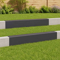vidaXL Topprofil för rabattkant 2 st 100 x 15 x 15 cm Stål Svart