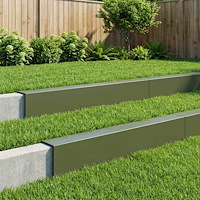 vidaXL Topprofil för rabattkant 10 st 100 x 15 x 15 cm Stål Olivgrön