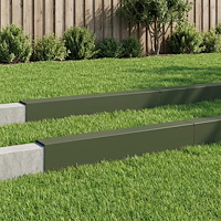 vidaXL Topprofil för rabattkant 10 st 100 x 20 x 15 cm Stål Olivgrön