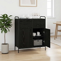 vidaXL Sideboard Svart ek 97 x 33 x 81 cm Konstruerat trä