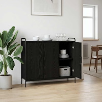 vidaXL Sideboard Svart ek 97 x 33 x 81 cm Konstruerat trä