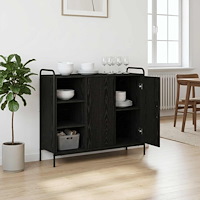 vidaXL Sideboard Svart ek 97 x 33 x 81 cm Konstruerat trä
