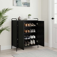 vidaXL Skoskåp 76 x 36,5 x 93 cm Konstruerat trä Svart ek