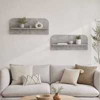 vidaXL Vägg hylla 2 st Betonggrå 102 x 13.5 x 37.5 cm Konstruerat trä