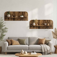 vidaXL Vägg hylla 2 st Rökt ek 102 x 13.5 x 37.5 cm Konstruerat trä