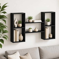 vidaXL Vägghylla Svart ek 102 x 17 x 59 cm Konstruerat trä