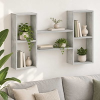 vidaXL Vägghylla Betonggrå 102 x 17 x 59 cm Konstruerat trä