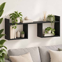 vidaXL Vägghylla Svart ek 90 x 17 x 32 cm Konstruerat trä