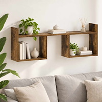 vidaXL Vägghylla Rökt ek 90 x 17 x 32 cm Konstruerat trä