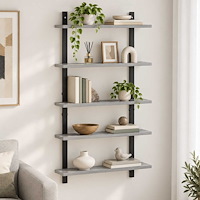 vidaXL Vägg hylla Grå Sonoma 60,5 x 13,5 x 102,5 cm Konstruerat trä