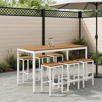 vidaXL Trädgård Bar Bord NAARDEN Naturlig och vit 180 x 88,5 x 105 cm