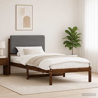 vidaXL Sängram med Klädd Huvudgavel Mörkbrun och ljusgrå 75 x 190 cm