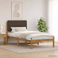 vidaXL Sängram med Klädd Huvudgavel Vitlaserad och taupe 75 x 190 cm