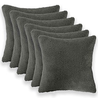vidaXL Kuddöverdrag 6 st HEERLEN Mörkgrå 30 x 30 cm Bouclé