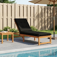 vidaXL Solstol Kudde GEMERT 100% Polyester Svart 190 x 60 x 9 cm