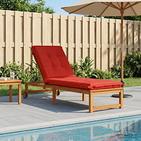 vidaXL Solstol Kudde GEMERT 100% Polyester Röd 190 x 60 x 9 cm