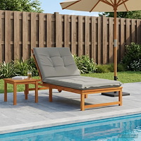 vidaXL Solstol Kudde GEMERT 100% Polyester Grå 190 x 80 x 9 cm