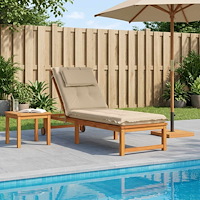 vidaXL Solstol Kudde GEMERT 100% Polyester Gräddvit 190 x 50 x 9 cm