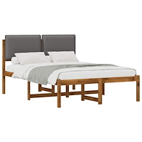 vidaXL Sängram med Klädd Huvudgavel Naturlig och ljusgrå 150 x 200 cm