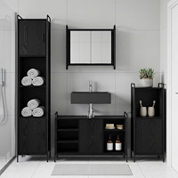 vidaXL Badrumsskåpsset 2 st Svart ek 65,5 x 34 x 61 cm Konstruerat trä