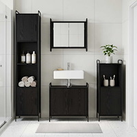 vidaXL Badrumsskåpsset 3 st Svart ek 40 x 36 x 99,5 cm Konstruerat trä