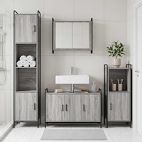 vidaXL Badrumsskåpsset 3 st Grå Sonoma 40 x 36 x 99,5 cm