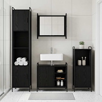 vidaXL Badrumsskåpsset 3 st Svart ek 40 x 36 x 99,5 cm Konstruerat trä