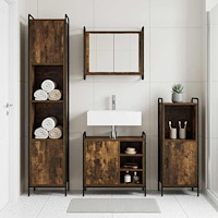 vidaXL Badrumsskåpsset 3 st Rökt ek 40 x 36 x 99,5 cm Konstruerat trä