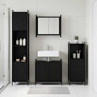 vidaXL Badrumsskåpsset 3 st Svart ek 40 x 36 x 109,5 cm