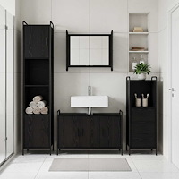 vidaXL Badrumsskåpsset 3 st Svart ek 40 x 36 x 109,5 cm