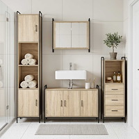 vidaXL Badrumsskåpsset 3 st Sonoma-ek 40 x 36 x 109,5 cm