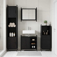 vidaXL Badrumsskåpsset 3 st Svart ek 40 x 36 x 109,5 cm