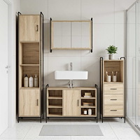 vidaXL Badrumsskåpsset 3 st Sonoma-ek 40 x 36 x 109,5 cm