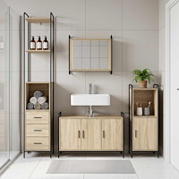 vidaXL Badrumsskåpsset 3 st Sonoma-ek 40 x 36 x 181 cm Konstruerat trä