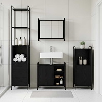 vidaXL Badrumsskåpsset 3 st Svart ek 40 x 36 x 181 cm Konstruerat trä