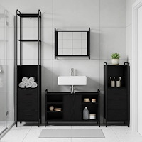 vidaXL Badrumsskåpsset 3 st Svart ek 40 x 36 x 200,5 cm